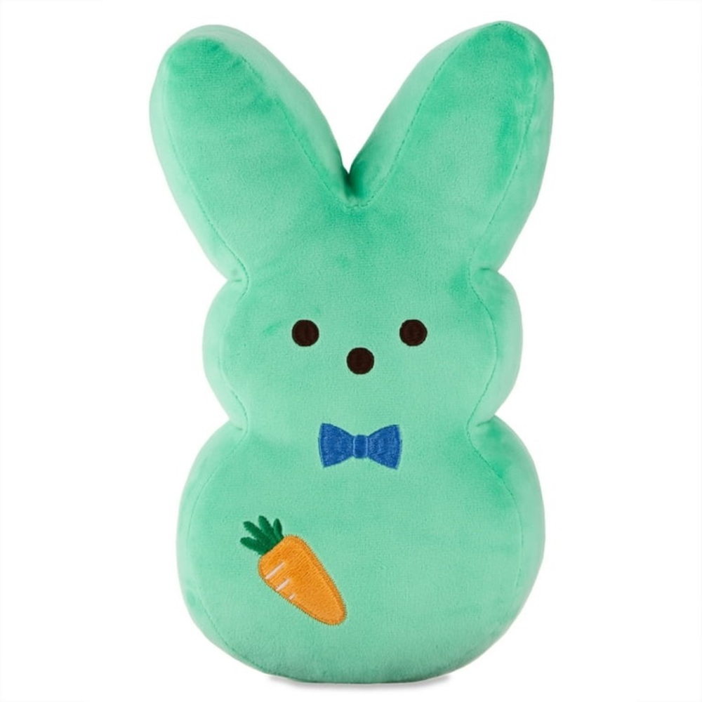 Peeps Mint Green Bunny Plush with Bow and Carrot Detail NWOT